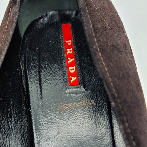 Prada Suede Chocolate Brown Kitten Heels Size 41/11 S1251 - Picture 6 of 8